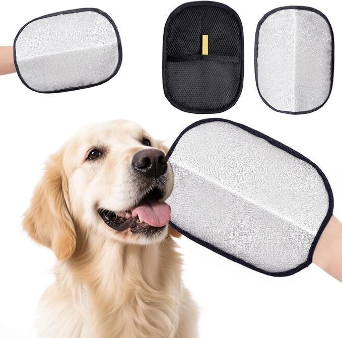 Electrostatic Pet Hair Removal Gloves, Electrostatic Pet Hair Remover Gloves, Washable & Reusable Dog Cat Hairs Gloves Mitts for Grooming Shedding Cleaning Furniture Carpet Clothes Bed Couch Seat