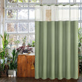 Gibelle Waffle Weave Shower Curtain with Mesh Top Window and Hooks Set, Spa Like Hotel Style Fabric Shower Curtain for Bathroom, Sage Green, 72x72