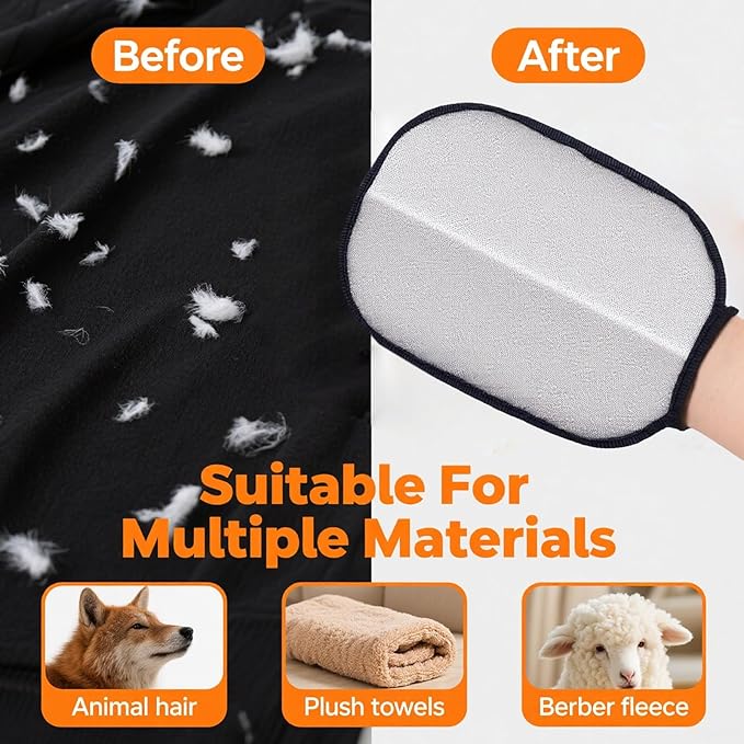 Electrostatic Pet Hair Removal Gloves, Electrostatic Pet Hair Remover Gloves, Washable & Reusable Dog Cat Hairs Gloves Mitts for Grooming Shedding Cleaning Furniture Carpet Clothes Bed Couch Seat