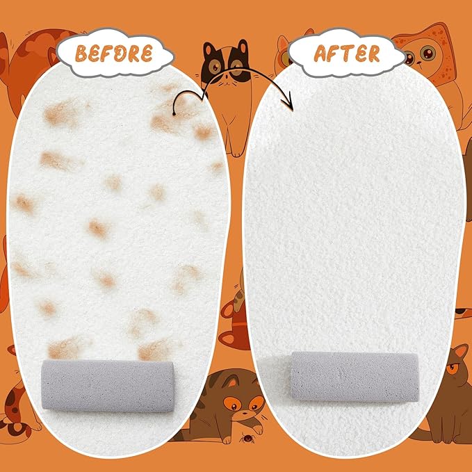 Abbylike 6 Pcs Pet Hair Remover Gray Pumice Stone Car Pet Hair Removal Tool for Bedding Carpet Couch Furniture Cleaning(5.3 x 2 x 1.4 Inch)