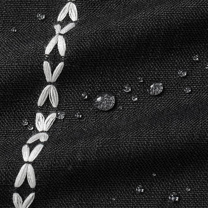 MitoVilla Boho Extra Long Shower Curtain 72 x 96, Black Modern Farmhouse 96 inch XL Polyester Linen Texture Tassel Fabric Shower Curtain Set with Hooks for Cottagecore Country Bathroom Decor,Black