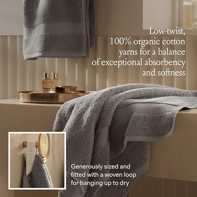 BOLL & BRANCH Plush Bath Sheet Set - Mineral - 6 Piece - Includes 2 Oversized Bath Sheets, 2 Hand Towels & 2 Washcloths - 100% Organic Cotton - Ultra Soft & Luxurious - Quick Absorbing