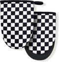 Checkerboard Chess Board Plaid Mini Silicone Oven Mitts, Heat Slip Resistant Kitchen Gloves 2-Pack Set, Soft Short Small Oven Mittens Pot Holders for Baking Grilling Barbecue Microwave Gift