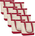 Canvas Tote Bag with Handles for Woman, Reusable Cloth Bag for Groceries and Shopping In Bulk - Blank Cotton Tote Bag, Suitable for DIY Projects HEAVY DUTY, 16"X14.5" With 4” Gusset, Red 8 Pack