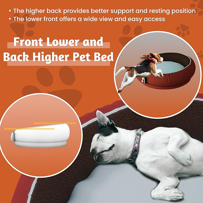 LELEFIDO Round Orthopedic Dog Bed for Large Dogs, XL Foam Support Pet Bed with Soft, Comfortable Cushion for Anxiety Relief, Removable & Machine-Washable Cover, Cozy Sofa-Style Bed for Dogs