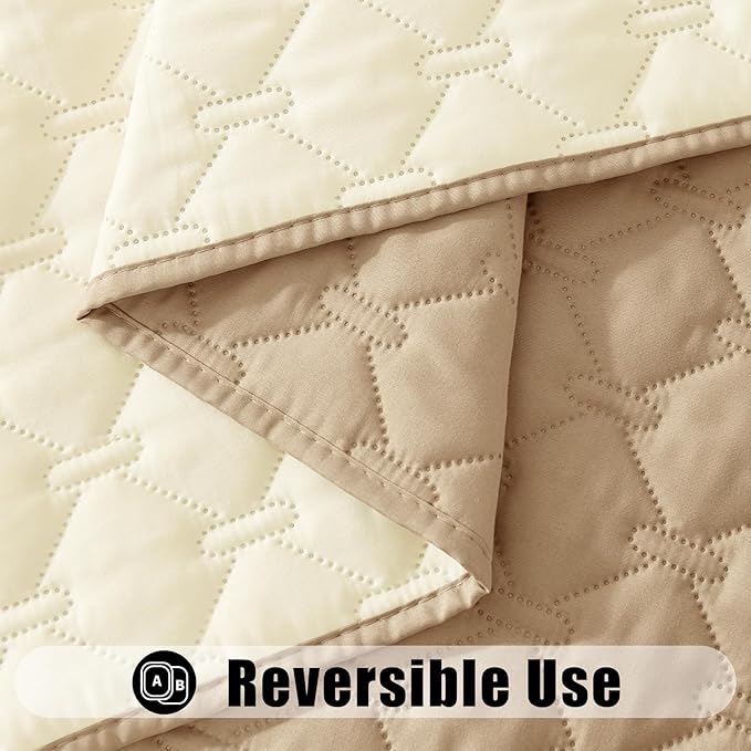 Smiry Waterproof Dog Bed Cover Blanket, Soft Reversible Pet Blanket, Washable Leakproof Cats Dogs Couch Cover for Sofa, Couch, Furniture, Plaid (40x50 Inch, Camel/Beige)
