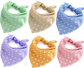 6PCS Fall Dog Bandanas Cat Birthday Cute Soft Cotton Puppy Scarfs Washable Daily Handkerchief Pink Green Blue Orange Purple Gifts, Adjustable Accessories for Small Medium Large Girl Boy Pup Pet