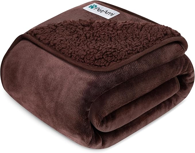 PetAmi Waterproof Dog & Cat Blanket, Pee Proof for Couch, Reversible, Soft Fleece, Washable, 24x32 Brown