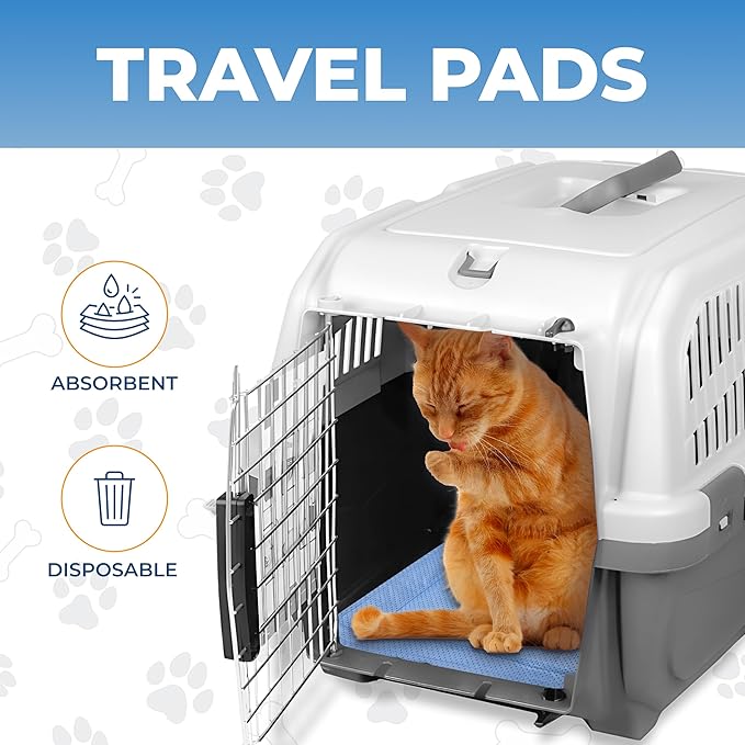 Skywin Pet Carrier Pads, 2 Pack Cat Carrier Pad Insert 19.5" x 12.5", Disposable Small Cat Carrier Liner Pad, Puppy Training Pads(Blue)