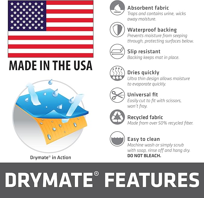 Drymate Dog Crate Mat Liner, Absorbs Urine, Waterproof, Non-Slip, Washable Puppy Pee Pad for Kennel Training - Use Under Pet Cage to Protect Floors, Thin Cut to Fit Design (USA Made) (Taupe)(29”x48”)