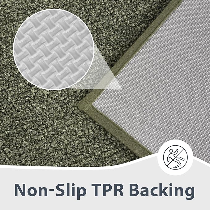 anllugs Bathroom Rugs 30" x 46", Non-Slip Extra Soft Absorbent Bath Rugs, Machine Washable Quick Dry Bath Mats for Bathroom Floor, Shower, Bathtub and Sink, Olive Green & Green
