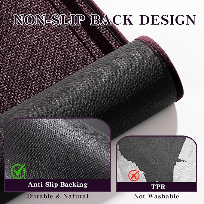 chakme Bathroom Rugs Mat 32x17, Ultra Thin Non Slip Bath Mat Quick Dry Absorbent Bath Mat for Bathroom Floor, (Dark Purple, 32"x17")