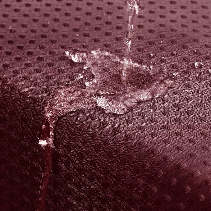 MitoVilla Extra Long Shower Curtain 72 x 84, Burgundy 84 inch XL Waffle Fabric Shower Curtains for Modern Luxury Bathroom Decor, Wine Red Waffle Weave Textured Shower Curtain 84 inch