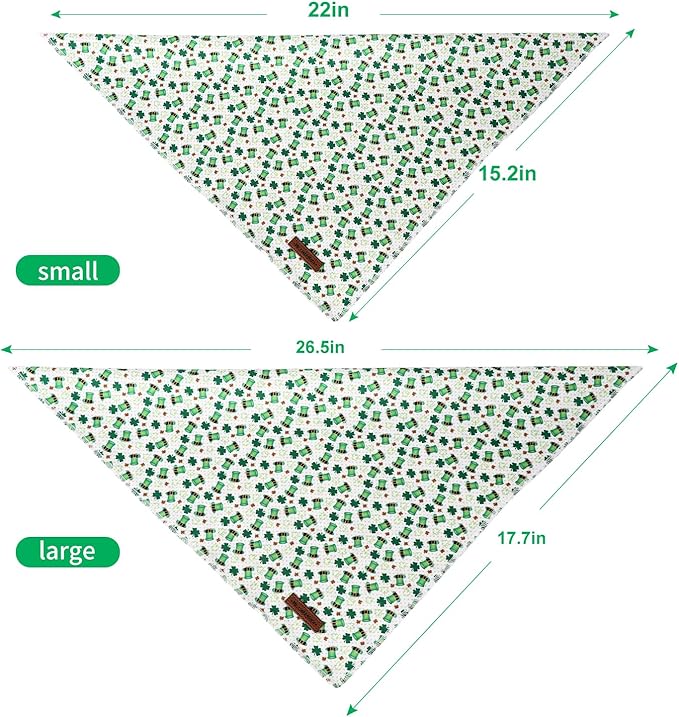MR. CHUBBYFACE St.Patrick's Green Grid Dog Bandanas Reversible Triangle Bibs Scarf Accessories for Dogs Cats Pets