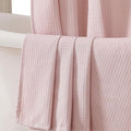 OVZME Long Fabric Shower Curtain Set, Waffle Textured Shower Curtain for Bathroom - Weight 230GSM Heavy Duty Hotel Spa Luxury Bath Curtain Set with 12 Plastic Hooks, 72x78, Blush Pink