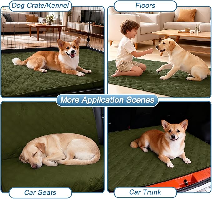 hyha Waterproof Dog Blanket, Reversible Pet Bed Blanket, Soft Sofa Couch Cover for Dogs Washable, Waterproof Pet Couch Covers for Sofa Puppy Cats Furniture Protector(52"x82", Green/Navy Blue)