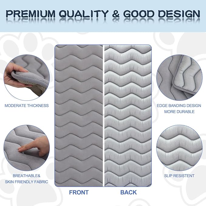 Bubble bear Dog Crate Mat - Upgraded Thick, Ultra Soft, Washable & Anti-Slip Kennel Pad for Small/Medium/Large Dogs, Dark-Hued to Hide Stains (36"x23")