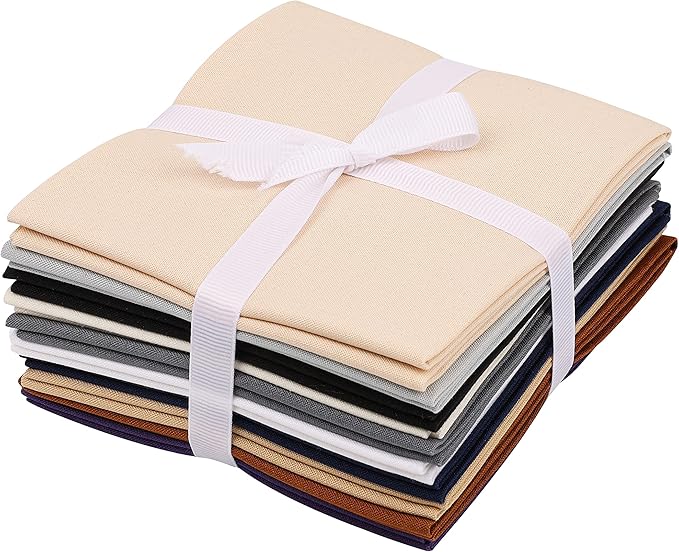 Craftido -25 Options- 100% Cotton Quilting Fabric Bundles 10pcs Fat Quarters 18”x21”-Medium Weight 5.2 oz- Soft Cotton for Quilting, Sewing Project, Patchwork, DIY Crafts - Neutral Colors