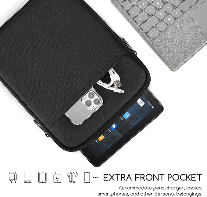 8 Inch Tablet Carrying Sleeve Bag Compatible with 8" Amazon Kindle Fire 8/Fire 8 Plus, 8.3" iPad mini 7 6/7.9" iPad mini 5 4 3 2 1, Samsung Galaxy Tab A7 Lite/Tab A Protective Tablet Case(Black)