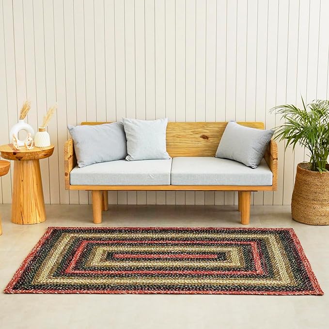 Traditional Jute Braided Runner Rug, Rustic Primitive Country Décor for Kitchen, Entryway, Hallway, Heritage, 2'6"X6'