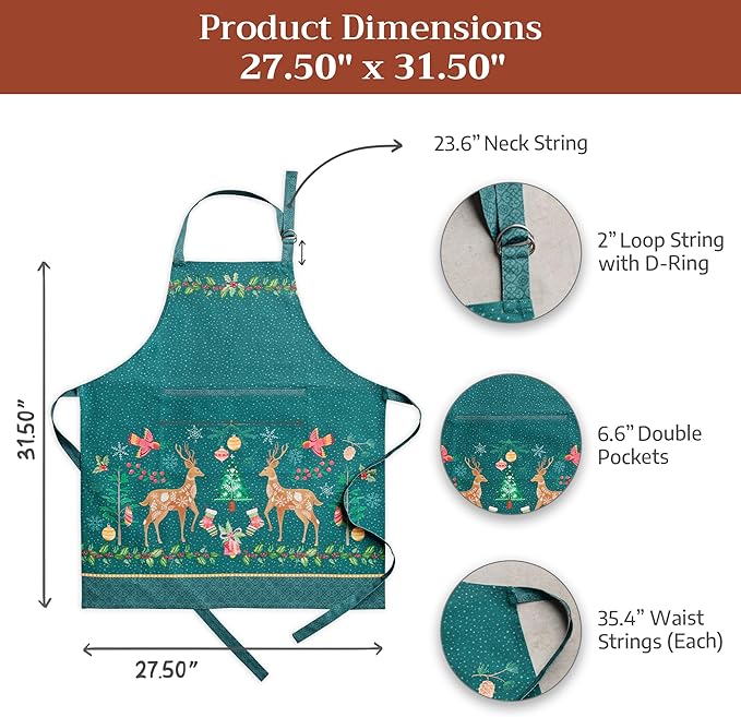 Maison d' Hermine 100% Cotton Apron for women with Pocket Kitchen Chef Apron for Men Cooking Gardening Server Waitress