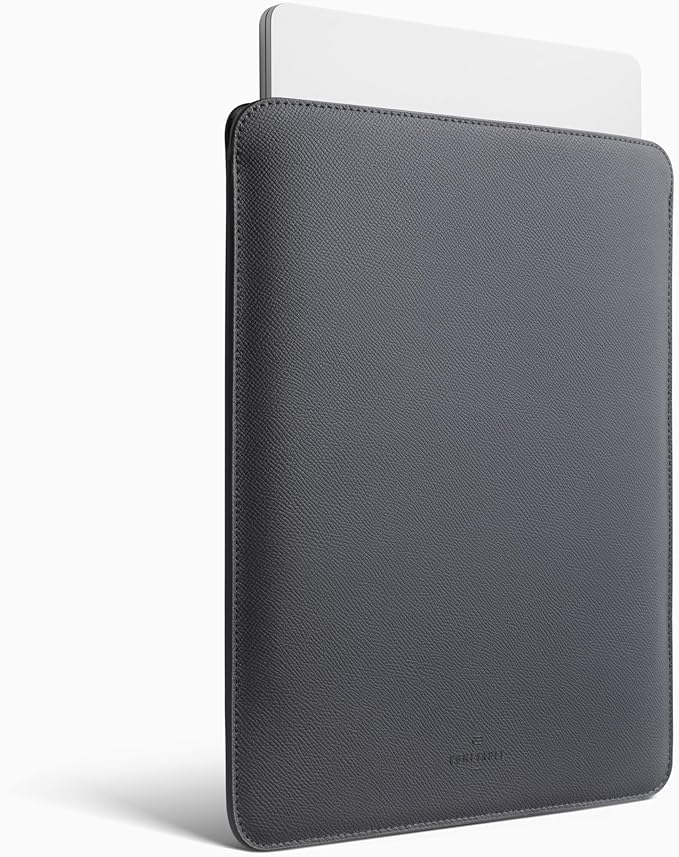 Comfyable Laptop Sleeve 13 Inch Precisely Compatible with MacBook Air M4 2025-2018 & MacBook Pro M2 2022 M1 2020-2016, Genuine Leather Cover Case, Dark Gray