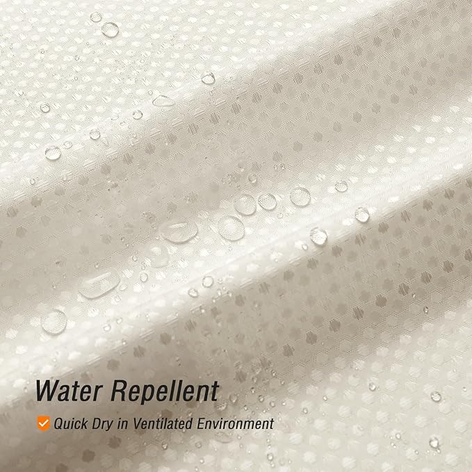 Gibelle Waffle Weave Shower Curtain with Mesh Top Window and Hooks Set, Spa Like Hotel Style Fabric Shower Curtain for Bathroom, Ivory, 72x72