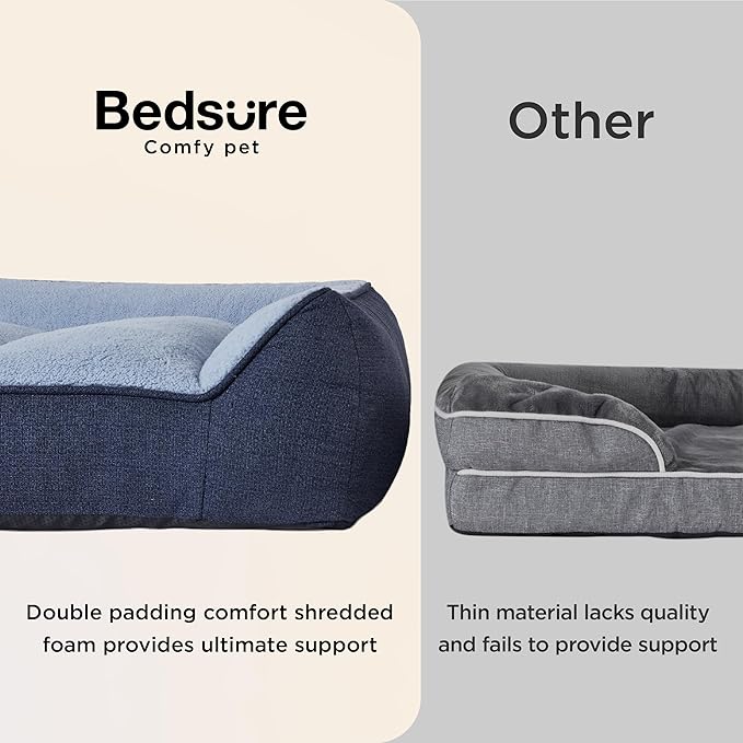 Bedsure XL Pro Orthopedic Dog Beds Large Sized Dog - Extra Thick Supportive Dogs Couch with Waterproof Washable Cover, Extra Large Comfort Pet Bed Sofa with Soft Sherpa and Nonskid Bottom, Blue, 45"