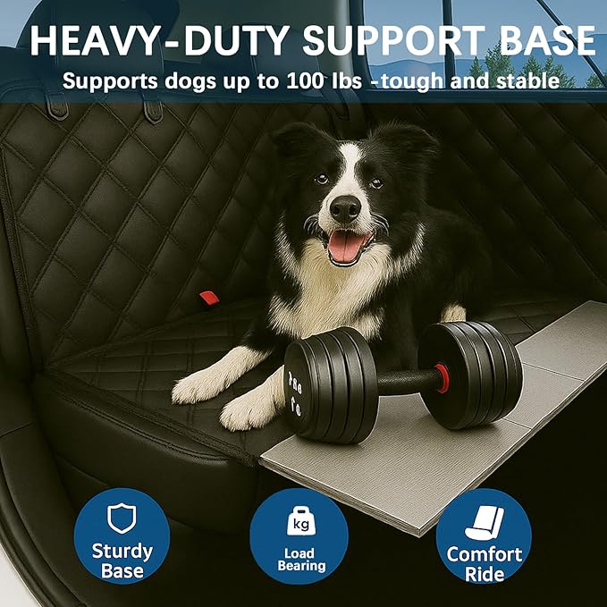 fidozen Dog Car Seat Cover, Universal Fit, Waterproof, Breathable, Machine Washable, Pet Hammock with Storage Pocket, Black (Black, Standard（Hard Extender）)