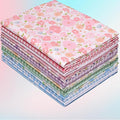 Hanjunzhao 14 Pcs Pink Green Blue Purple Floral Dots Plaid Print Cotton Fabric Fat Quarters Bundles 18 x 22 Inch Sewing Fabrics for Quilting Chrismas Holiday Party Decor DIY Crafts, Sweet Garden