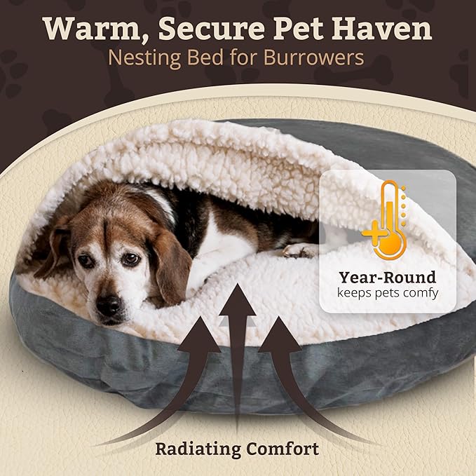 Snoozer Luxury Microsuede Cozy Cave Pet Bed, Small, Anthracite