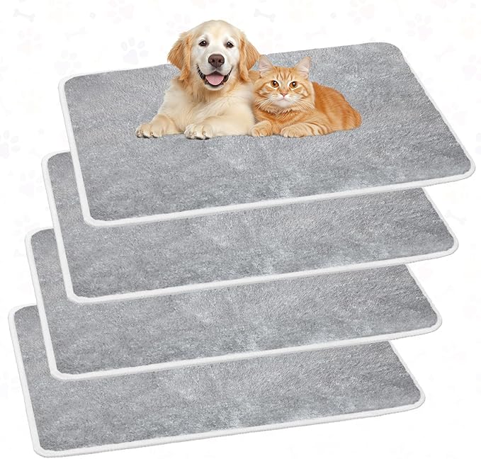 Drydiet 4 Pcs Pet Carrier Pad Travel Pet Reversible Dog Mat Replacement Liners for Travel Dog Bed Pad Washable Plush Double Sided Bed Mat for Cat Kennel Crate(Grey,17 x 11 Inch)