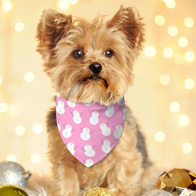Christmas Dog Bandanas Reversible 2 Pack Small, Cute Santa Claus Dog Paw Tree Snowman Christmas Pet Bandanas Set Adjustable Triangle Winter Xmas Holiday Scarves for Small Medium Boy Girl Dogs