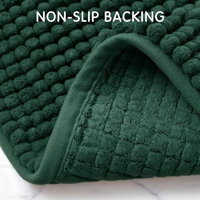 SUBRTEX Bathroom Rugs Chenille Bath Rug Soft Short Plush Bath Mat Soft Shower Mat Water Absorbent Shower Mat Quick Dry Machine Washable(Celadon,16" x 24")