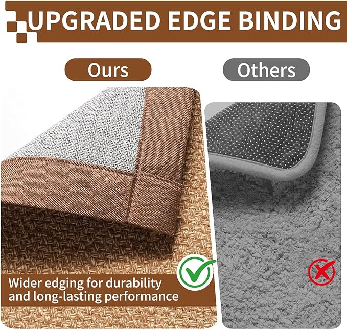 Washable Hallway Runner Rug 2x8 Jute Like Kitchen Runner Mat Rugs Non Slip, Woven Soft Entryway Farmhouse Runner Boho Floor Carpet for Indoor Laundry Hall Backdoor Bedroom Living Room, Brown