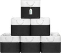 ECDYQXVU 13x13 Inch Cube Storage Bins with Reinforced Bottom Cardboard, 6 Pack Large Foldable Fabric Storage Cubes with Handles for Shelf, Closet, Laundry Organization (White&Black)