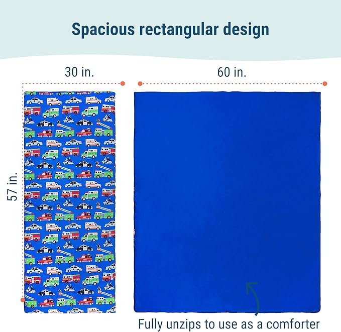 Wildkin Kids Sleeping Bag – Roll-Up Design with Storage Bag for School, Travel & Camping - Heroes