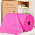 KitchLife Microfiber Cleaning Cloth Roll, 100 Pack - Tear-Away Microfiber Paper Towels, Lint-Free, Reusable, Washable for Kitchen, Car, Dishes, and Sensitive Surfaces (Hot Pink)