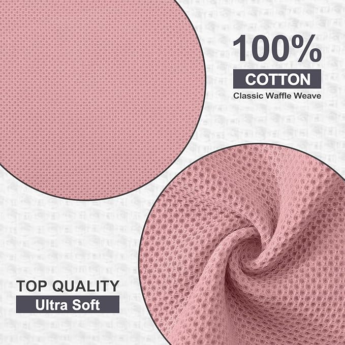 Kitinjoy 100% Cotton Waffle Weave Kitchen Towels (13 X 28 Inches, Dried Roses), 4-Pack Super Soft and Absorbent Dish Towel for Drying Dishes, Kitchen Hand Towels
