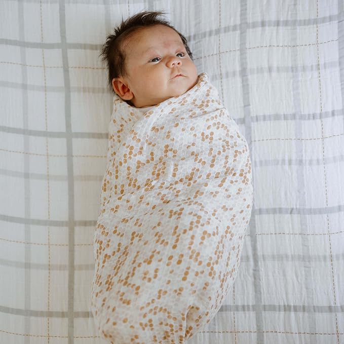Little Unicorn Premium Cotton Swaddle Baby Blanket | Breathable Fabric | for swaddling, Play, Nursing & More (Honeycomb)