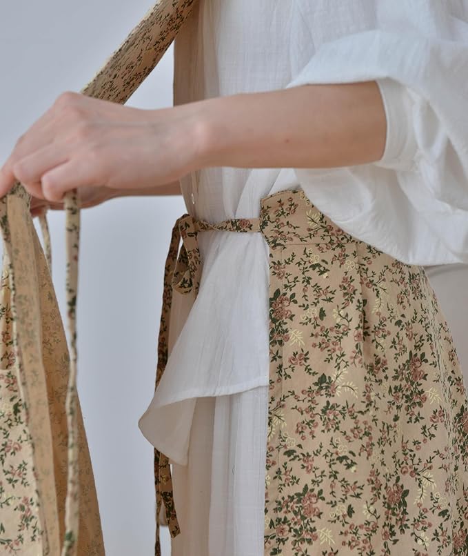 Japanese apron Women-Cross Back Apron for Women with Pockets, Pinafore Aprons, Womens Cotton Linen Apron
