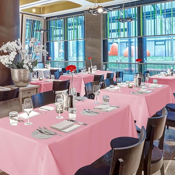 sancua Pink Tablecloths for 8 Foot Rectangle Tables, 8 Pack - Washable Polyester Fabric Table Cloth for Wedding Christmas Party, Birthday, Banquet Reception, 60x120 Inch