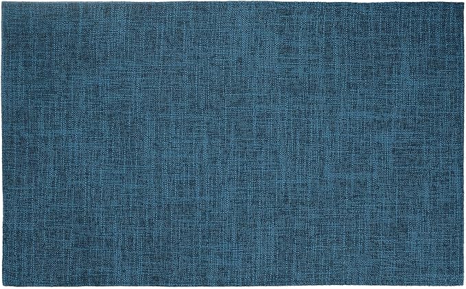 HARFINGTON 4pcs Linen Fabric Placemats 12" x 18" Polyester Rectangle Place Mats Machine Washable Heat Resistant Kitchen Table Mats for Outdoor Indoor Party Family Holiday, Navy Blue