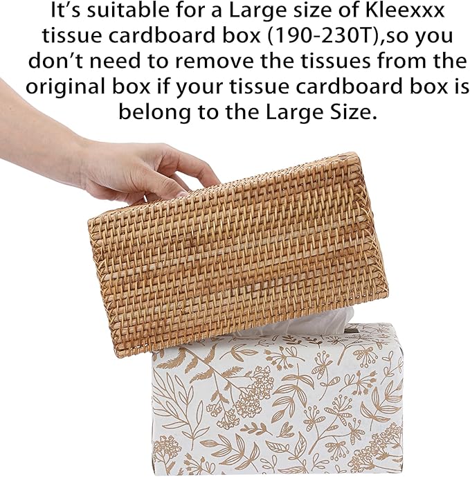 Sumnacon Tissue Box Cover Large Rectangle Tissue Box Rattan Tissue Box Holder,Wicker Decorative Tissue Holder for Bathroom Toilet Living Room Kitchen Office Table Desk,Yellow