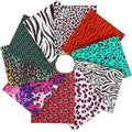Craftido -25 Options- 100% Cotton Quilting Fabric Bundles 10pcs Fat Quarters 18”x21”-Medium Weight 5.2 oz- Soft Cotton for Quilting, Sewing Project, Patchwork, DIY Crafts – Fancy Animal