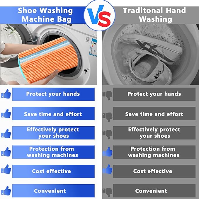Xinambyh 2Pcs Reusable Shoe Washing Machine Bag for Washer and Dryer:Free Up Hands, Prevent Deformation,shoe bag with Zipper Protection Design, Use for all Shoes,Sports Shoes(Yellow) (A-Orange)