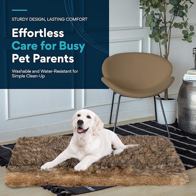 MAVERICK Premium Dog Bed, Orthopedic Dog Bed with High-Grade Memory Foam, Luxurious Faux Fur Sleep Surface, Water-Resistant Liner, Removable & Washable Cover, Non-Slip Bottom for Comfort & Support