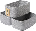 MiniArk Small Storage Baskets for Organizing | Closet Organizer Bins | Shelf Toy Basket | Woven Rope Baskets | Cube Decorative Box | Shallow Basket | 13x8.5x5.1” | 3 Packs Mixed Grey