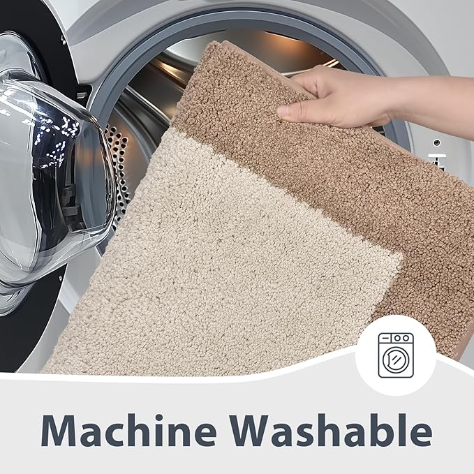 anllugs Bathroom Rugs 30" x 46", Non-Slip Extra Soft Absorbent Bath Rugs, Machine Washable Quick Dry Bath Mats for Bathroom Floor, Shower, Bathtub and Sink, Beige & Grayish Brown