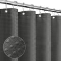 Gibelle Small Stall Shower Curtain 36 x 72, Narrow Half Waffle Weave Textured Fabric Shower Curtain for Bathroom, Water Repellent, Machine Washable, Charcoal Grey